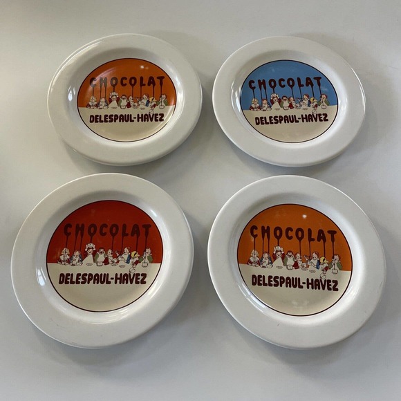 Set of 4 Pottery Barn‎ Chocolat Delespaul-Havez Salad Plates French Decor - Picture 1 of 16